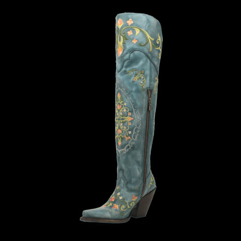Dan Post Women's Flower Child Snip Toe Leather Tall Boots - Turquoise