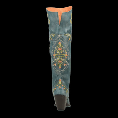 Dan Post Women's Flower Child Snip Toe Leather Tall Boots - Turquoise