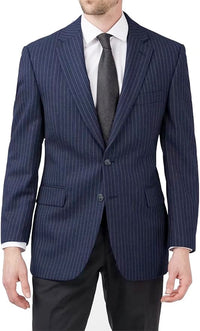 Mens Navy Blue Pinstripe Western Blazer – Classic Cowboy Style Jacket for Business, Formal and Smart Casual Wear