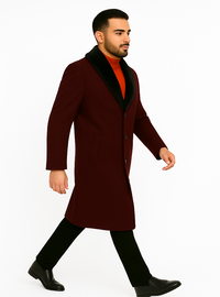 Dark Burgundy Big And Tall Overcoat Trench Coat Raincoats / Topcoat