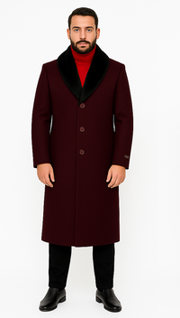Dark Burgundy Big And Tall Overcoat Trench Coat Raincoats / Topcoat