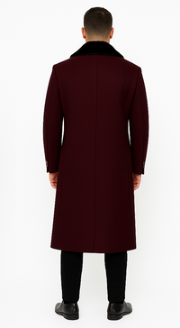 Dark Burgundy Big And Tall Single Breasted Overcoat / Topcoat