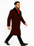 Dark Burgundy Big And Tall Single Breasted Overcoat / Topcoat