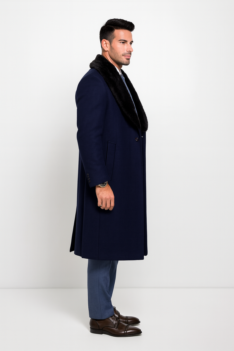 Dark Navy Blue Overcoat ~ Long men's Dress Topcoat - Winter coat With OvercoatUSA Dark Navy Blue Overcoat ~ Long men's Dress Topcoat - Winter coat With OvercoatUSA