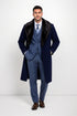 Dark Navy Blue Overcoat ~ Long men's Dress Topcoat - Winter coat With Fur Collar And Wool Fabric
