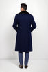 Dark Navy Blue Overcoat ~ Long men's Dress Topcoat - Winter coat With Fur Collar And Wool Fabric