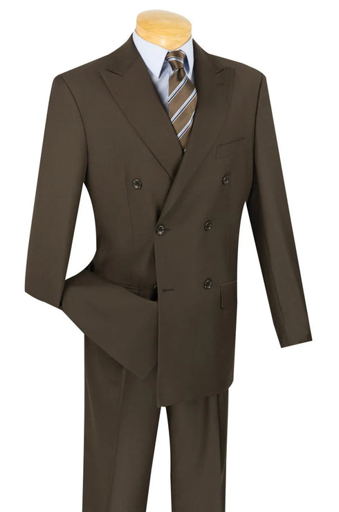 (40L, 58L) Double Breasted Suit 2 Piece Regular Fit in Brown