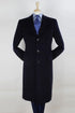 Pure Wool Full-Length Men’s Navy Overcoat – Classic Winter Dress Coat