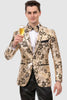 Deluxe Men's Black and Rose Gold Satin-Trimmed Shawl Tuxedo Jacket by Piasley - USA Men's Outlet