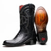 Marco Di Milano Denver Black Ostrich Leg Round Toe Cowboy Boots