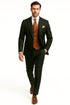 Mens Green Suit - Designer Brand Suit No Pleated Pants Modern Fit
