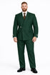 Mens Designer Tailored Fit Hunter Green Double Breasted Wool Suit with Metal Buckle Closure