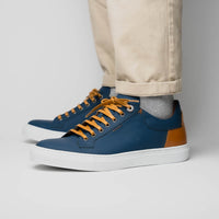 Zelli Diaz Rubberized Calfskin Sneaker in Navy with Matte Finish