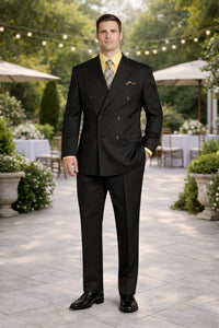 Double Breasted Black Vinci Mens Blazer Sport Coat Jacket