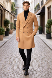Double Breasted Long Ankle length Designer men's Wool Peacoat Sale overcoats Long Dress | Winter men's Topcoat Sale Available in 5 colors