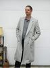 Double Breasted Long men's Dress Topcoat - Winter coat Wool Light Grey Overcoat