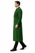 Double Breasted Long Overcoat One Chest Pocket Olive Green - Mens Car Coat Mens Topcoat