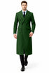 Double Breasted Long Overcoat One Chest Pocket Olive Green - Mens Car Coat Mens Topcoat