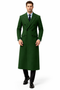 Double Breasted Long Overcoat One Chest Pocket Olive Green - Mens Car Coat Mens Topcoat