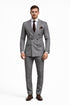 Double Breasted Slim Fit Suit - Dark Gray Suit - Tapred Fit Pants