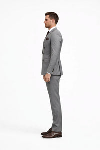 Double Breasted Slim Fit Suit - Dark Gray Suit - Tapred Fit Pants