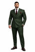 Double Breasted Slim Fit Suit - Dark Green Suit - Tapred Fit Pants
