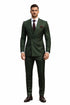 Double Breasted Slim Fit Suit - Dark Green Suit - Tapred Fit Pants
