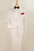Mens Classic Fit 2 Button Pleated Pant Poplin Tuxedo in White