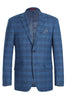 Western Sport Coat - Western Blazer Mens Two Button Slim Fit Sport Coat Blazer in Medium Indigo Blue Windowpane Plaid