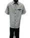 Dreams Men's Black/Off White Plaid 2 Piece Short Sleeve Walking Suit Chico 283-00