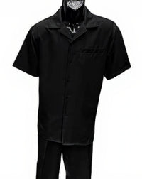 Dreams Men's Black Patterned Short Sleeve Resort Set Skipper 265-00