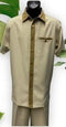 Dreams Men's Camel/Beige Houndstooth Short Sleeve Walking Suit Fazio 262-03