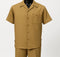 Dreams Mens Sand Tan Textured Pattern Short Sleeved Resort Set Fino 277-33