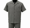 Dreams Mens Steel Gray Textured Pattern Short Sleeved Walking Suit Fino 277-35