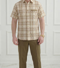 Dreams Tan/Cream Plaid 2 Piece Summer Set Reza 285-03