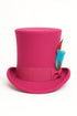 Victorian Steampunk Top Hat - 1800 19th Century - Dressy Loden Felt Top Hot Pink Fuschia Hat