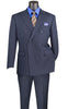 Rockefeller Collection - Double Breasted Stripe Suit Navy Regular Fit 2 Piece With Flexible Elastic Waistband