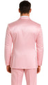 Tazzio Men's Dusty Rose Satin Double Breasted 3 Piece Skinny Fit Suit with Peak Lapel Vest and Matching Bowtie