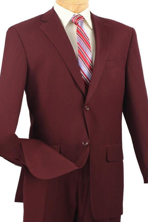 Mens 2 Button Modern Fit Texured Weave Suit in Burgundy
