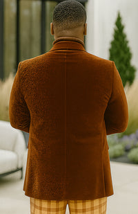 EJ Samuel | Modern Fit Velvet Blazer | Rust | 2-Button | Mens