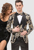 EJ Samuel Paisley Vested Prom Tuxedo in Black & Gold - USA Men's Outlet