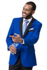 EJ Samuel: Royal Blue Modern Fit Tuxedo - 2Btn, Black Lapel - USA Men's Outlet