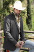 Mens Black Western Sport Coat with Elbow Patches – Modern Cowboy Blazer Jacket