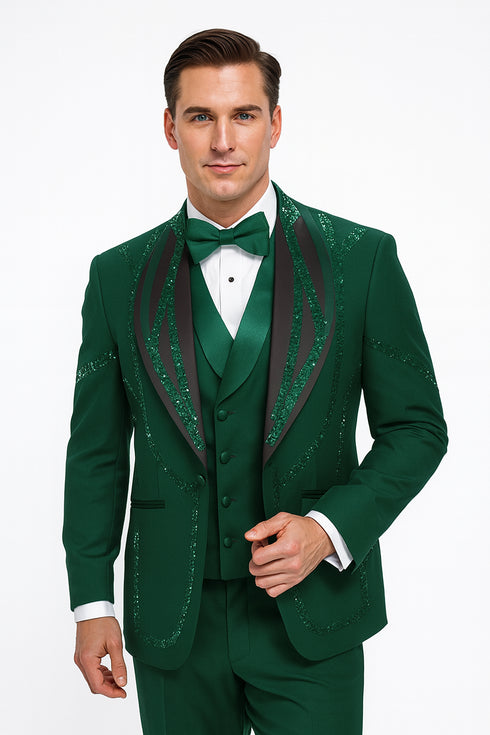Hunter Green Italian Wool 3-Piece Modern Fit Tuxedo
