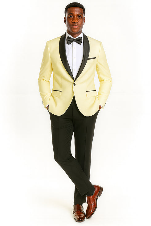 Big And Tall Suit For Men - Jacket + Pants + Bowtie + Pants - Ivory Suit