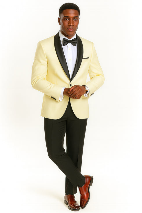 Big And Tall Suit For Men - Jacket + Pants + Bowtie + Pants - Ivory Suit