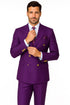Mens Designer Modern Fit Double Breasted Wool Suit with Gold Buttons in Purple