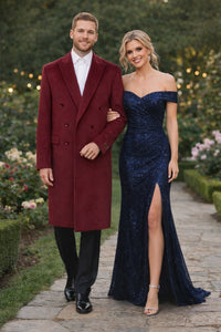 Mens Full Length Wool and Cashmere Overcoat - Winter Topcoats - Red Coat
