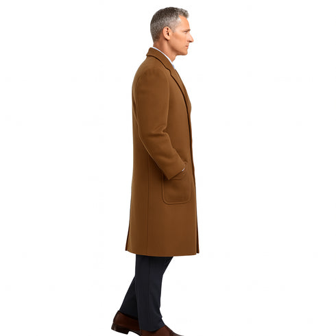 Copper Color Vicuna Vitali Light Brown Wool Long Overcoat
