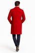 Mens Red Pea Coat-Three Quarter Wool Car Coat